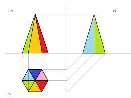 Proiezioni ortogonali di una piramide a base quadrata ed esagonale